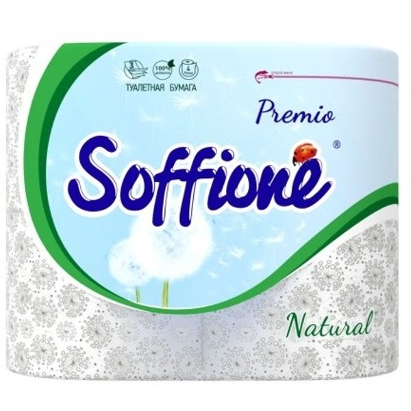 Бумага туалетная Soffione Premio 4 рулона 3-х слойная