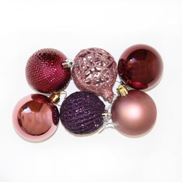 Набор шаров 24шт 6см фиолетовый и бронзовый с орнаментом SY18CJHB-244