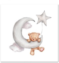 Постер на подложке 30х30 Луна и мишка