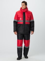 Костюм зимний Балтика с п/к (т/серый+красный) р.48-50/170-176