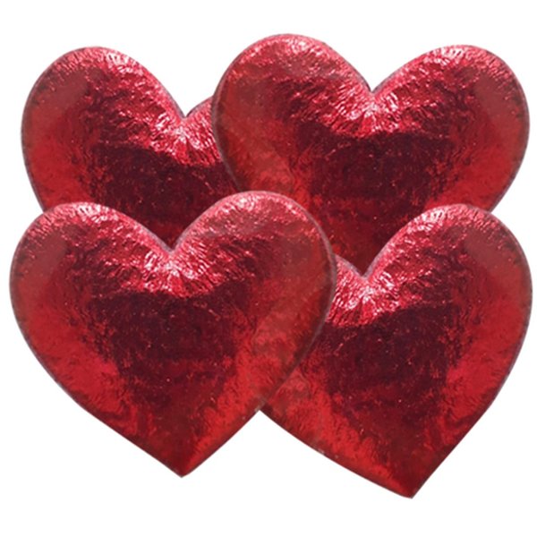 Украшение декоративное д/подарка Красные сердечки 3,5x0,2x3,1см 4шт,82645