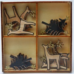 Набор украшений из дерева Ёлки и Олени 4см SYMZPA-442117