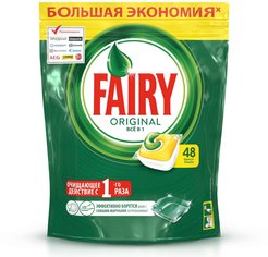 Средство д/мытья посуды в ПММ Fairy Original Всё в 1 48шт Лимон, капсулы