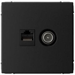 Розетка двойная TV + компьютернная RJ 45 SE Art Gallery карбон