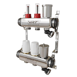 Группа коллекторная с расходомерами VRT 1"x3/4" 2 вых.нерж.сталь