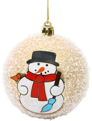 Шар с узором Снеговик 8см, заснеженный, золото, SYQC2-0125100