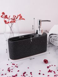 Дозатор д/моющего средства Good Sale 300мл 16,5х5х13,7см+губка, черный, керамика