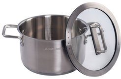 Кастрюля Attribute Argento 3.4л 20х11,5см нерж.сталь, крышка стекло,индукция