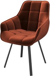 Стул кухонный Mamadoma Romeo d15 46х43х87см велюр/металл, оранжевый/черный, поворотный