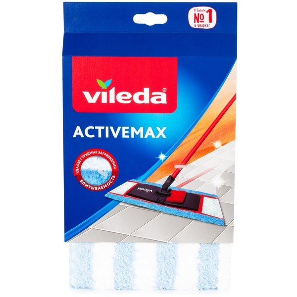 Насадка д/швабры Vileda Active Max активные волокна, плоская, микрофибра