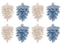 Набор украшений Шишки 8шт 5,5х4,5см, серо-голубой+белый, SYQC-0123097 