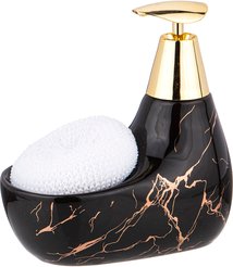 Дозатор д/моющего средства Lefard Fantasy 350мл 16х11х9см+губка, черный, керамика