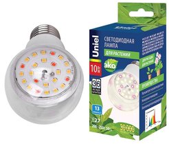 Лампа светодиодная фито полного спектра LED-A60-10W/SPFB/E27/CL PLP30WH