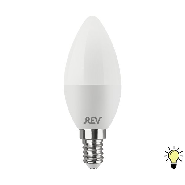 Лампа светодиодная REV 9Вт Е14 свеча 2700К свет теплый