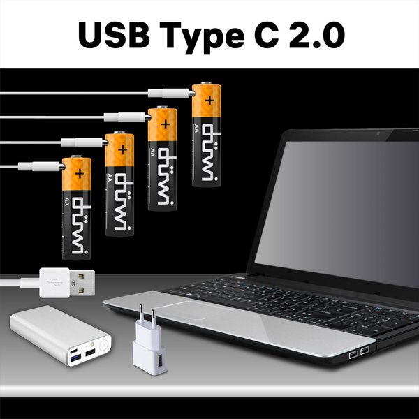 Аккумулятор АА duwi USB-С 4шт 62011 2