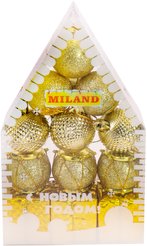 Набор новогодних украшений 4см Новогодний домик 12шт золотой НУ-2351