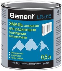 Эмаль для радиаторов алкидная ELEMENT LR-015 белая полуматовая (0,5л)