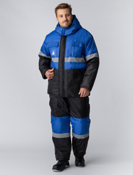 Костюм зимний Профи с п/к (васильковый+черный) р.52-54/170-176 с логотипом УК Столица