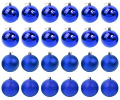 Набор шаров 24шт 8см синий (глянец: 12шт, матовые: 6шт, глиттер: 6шт), SYQA-012104-B
