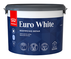 Краска для потолка EURO WHITE белая глубокоматовая (9л)