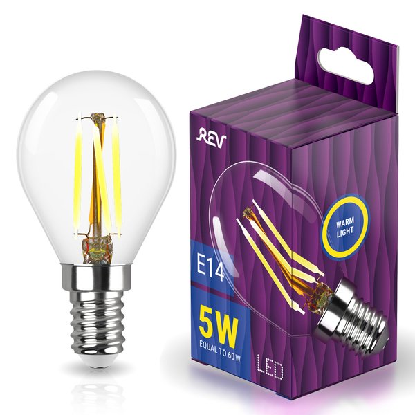 Лампа светодиодная REV Filament 5Вт Е14 шар 2700К свет теплый