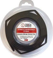 Трубка термоусадочная DORI 3м 8/4 черная