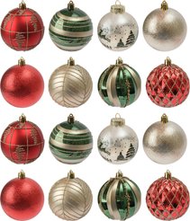 Набор шаров 16шт 8см, красный+зеленый+жемчужный, EUSYQB-0124019