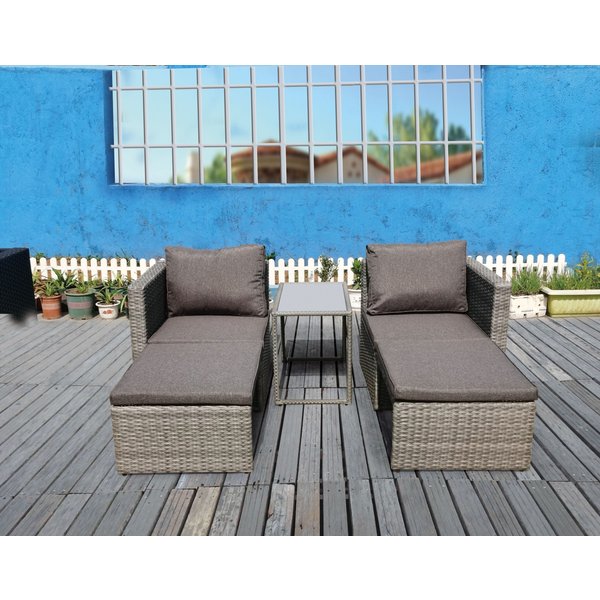 Набор садовой мебели Багамы (столик+2 кресла+2 пуфа), сталь/иск.ротанг, серый, TY6066