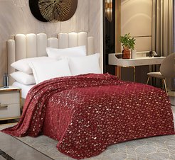 Плед ТМ Павлина 100% полиэстер Новый год бордо 150х200