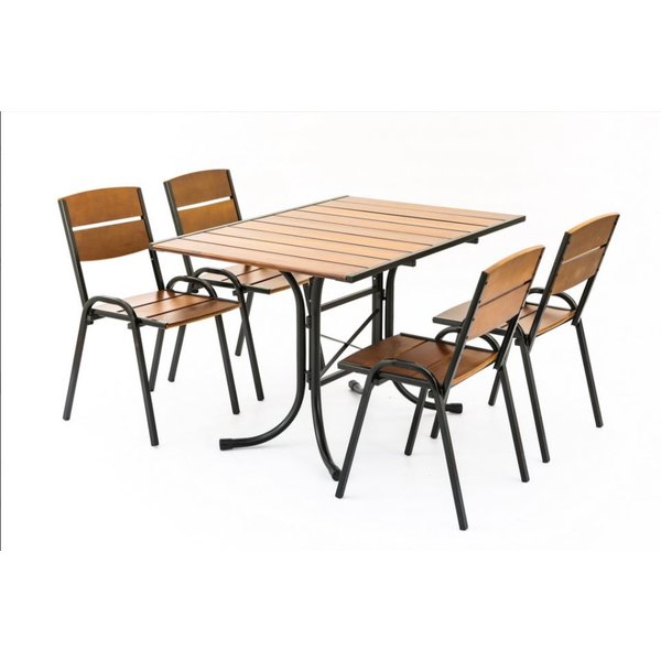 Комплект мебели для отдыха Петергоф 120см (складной стол + 4 стула) светлый орех