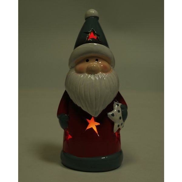 Фигурка керамическая Санта Клаус 17,3см, красно-серый, LED-подсветка (+ батарейка 2LR44), SYTCC-3823002