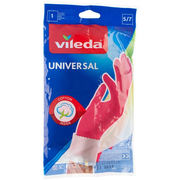 Перчатки латексные Vileda Universal S х/б напыление