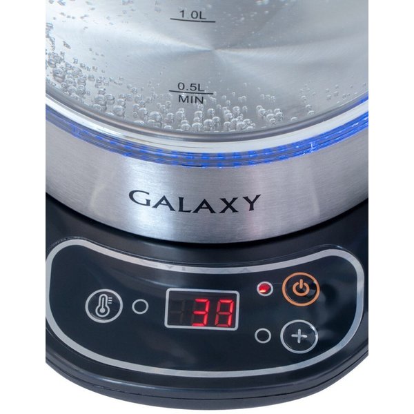 Чайник электрический Galaxy GL 0590 2200Вт 1,7л стекло, на подставке, с подогревм