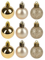 Набор шаров 9шт 3см, золото (глянец: 3шт, матовые: 3шт, глиттер: 3шт), SYQA-0122132