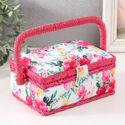 Шкатулка для рукоделия Акварельные цветы 18х12х9,5см арт.9824479
