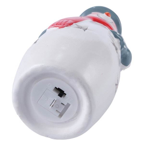 Фигурка керамическая Снеговик в цилиндре 18см, красно-серый, LED-подсветка (+ батарейка 2LR44), SYTCC-3823003