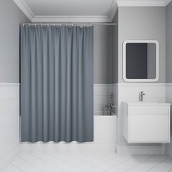 Штора для ванной 200х180см, Полиэстер, серый, IDDIS, DW03P18i11