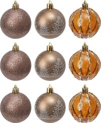 Набор шаров 9шт 6см, коричневый+оливковый, ручная роспись, SYQB-0125353