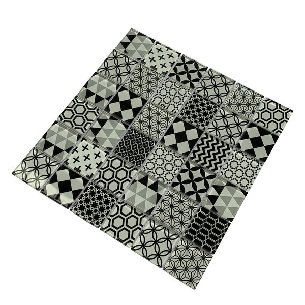Мозаика Tessare 30,0х30,0х4см стекло темно-серый пэтчворк (HSNCP02)