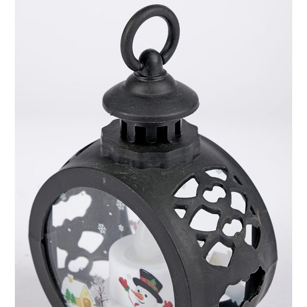 Фонарь светодиодный Снеговичок 8,5х5х12см, цвет: черный, теплый белый свет, SYLZC-2322020
