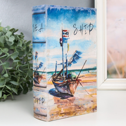 Сейф-книга Лодка на берегу моря 21х13х5см