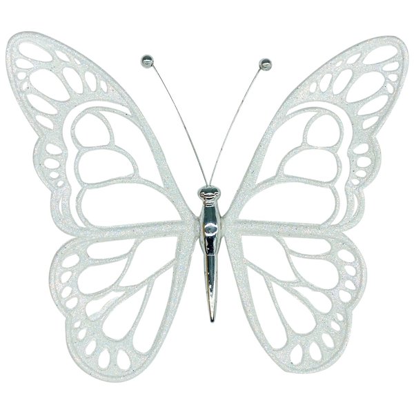 Украшение елочное Бабочка малый белый 120х140х10мм