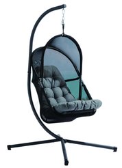 Кресло подвесное садовое Техас 126х104см h195см, стойка d48мм, сталь/полиэстер 230г, черный/серый, Stand 325S