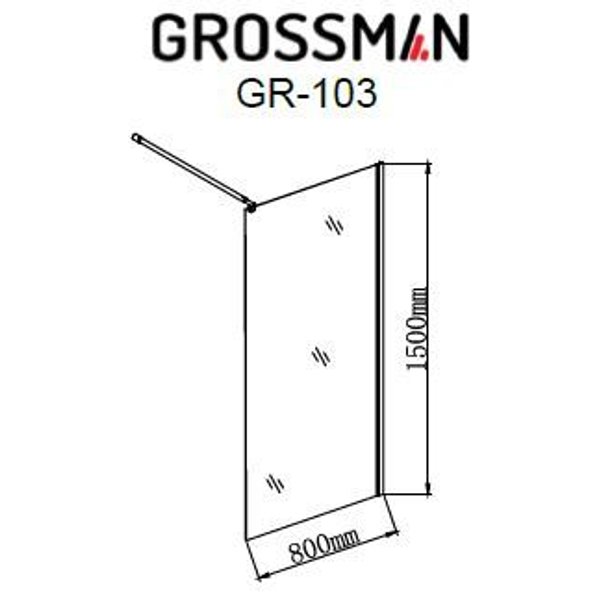 Шторка для ванны Grossman GR-103N (150х80) стекло прозрачное 6мм