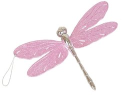 Украшение подвесное Стрекоза малая розовый глиттер 145х85х10мм