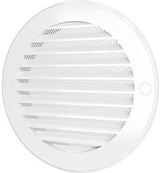 Решетка вентиляционная круглая с пластиковой сеткой D136 вытяжная АБС с фланцем D100