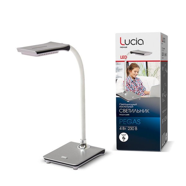 Лампа настольная Лючия L490 Pegas 4W 4000K USB разъем светод.серебро
