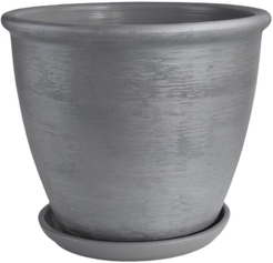 Горшок керамический Бархат d32см h28см v14,8л, высокий овал шнур, серый