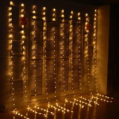 Электрогирлянда занавес-водопад универсальная 2х2,4м 640LED,тёплый белый СWF-640WW