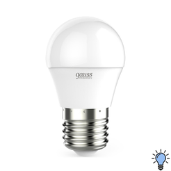 Лампа Gauss Elementary Шар 8W 560lm 6500K Е27 LED 1/10/100